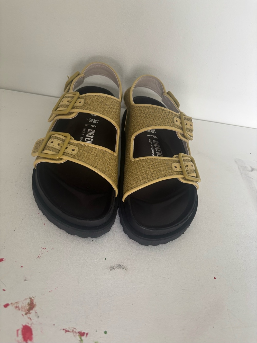 Birkenstock Yellow Double-Buckle Sandals